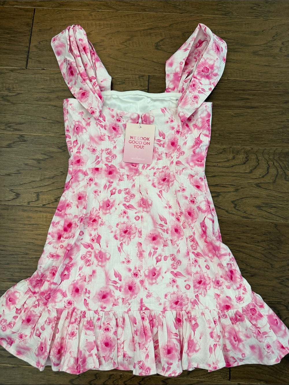 Hello Molly Bloom Studio XS Pink Floral Mini ruffle dress - Picture 8 of 8